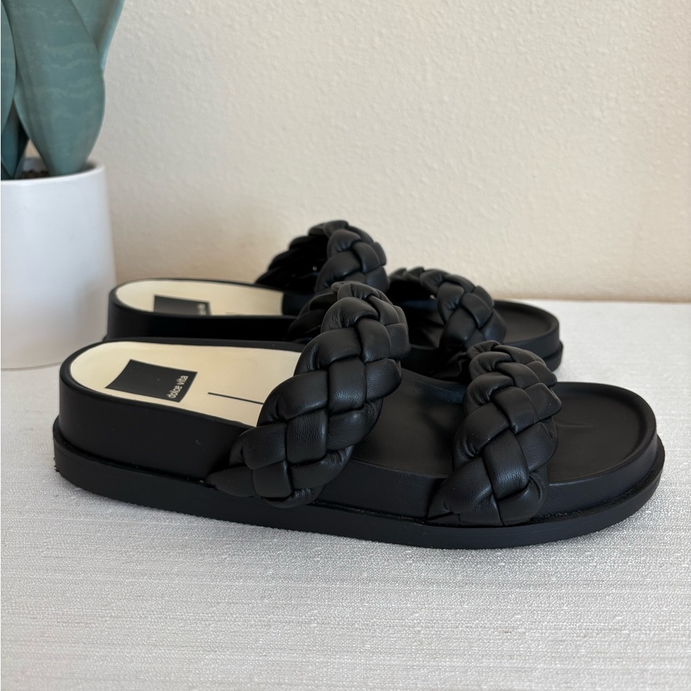 Dolce Vita Black Braided Faux Leather Platform Sandals Women’s 6.5